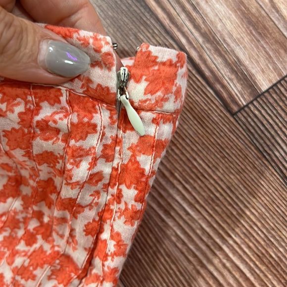 Anthropologie Odille Fire Orange Print Lined Cotton Skirt Womens 4 - Picture 6 of 8